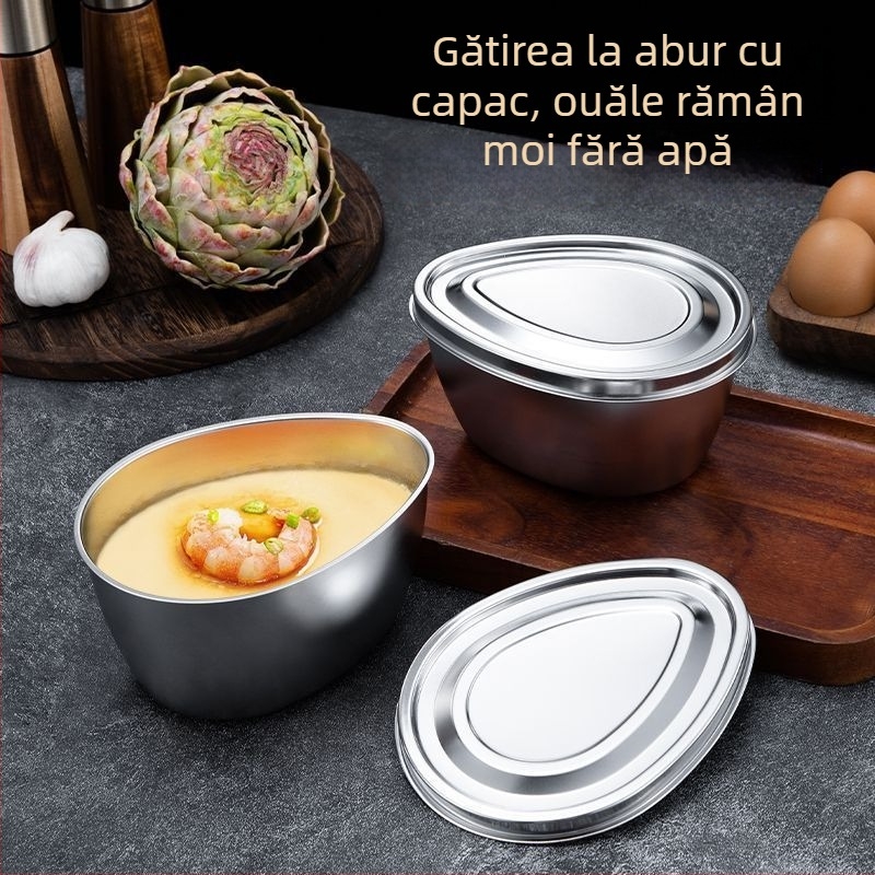 Vas de abur pentru ouă, în formă de picătură, cu capac, din oțel inoxidabil alimentar, pentru oală de gătit orez