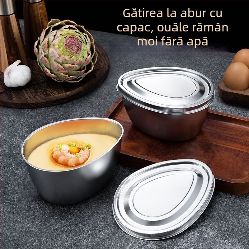 Vas de abur pentru ouă, în formă de picătură, cu capac, din oțel inoxidabil alimentar, pentru oală de gătit orez