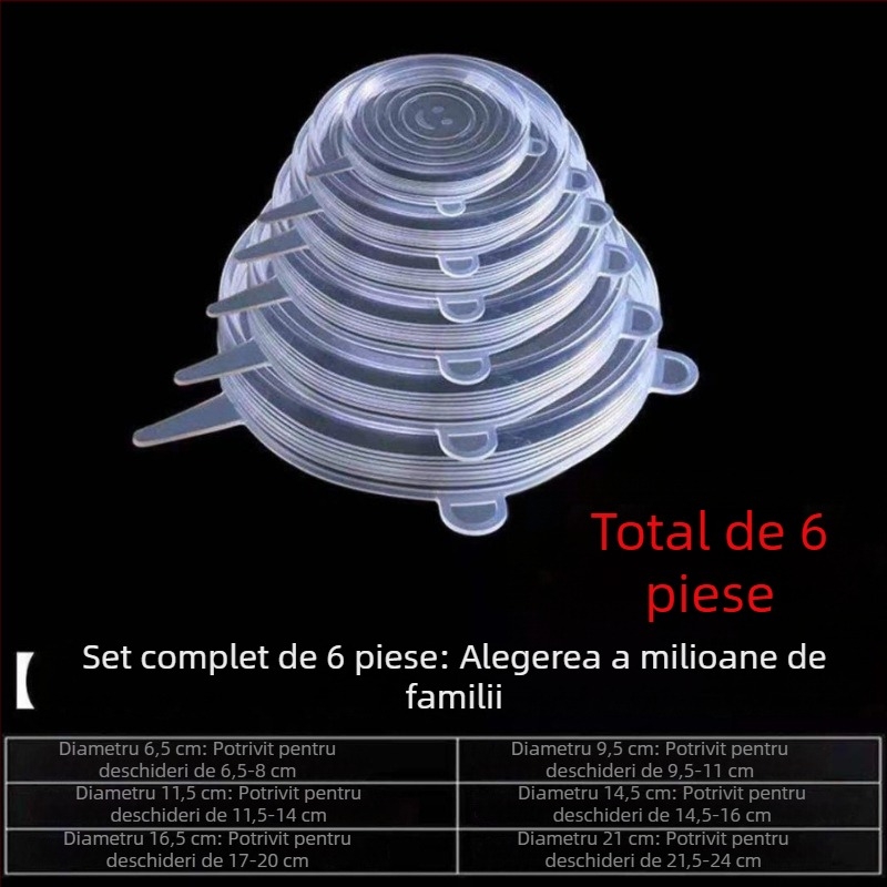 Set de 12 capace din silicon pentru boluri, capace sigilante universale pentru depozitare a alimentelor