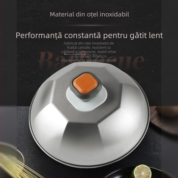Capac de grătar din oțel inoxidabil, octogonal, de 9 inch, pentru fripturi și teppanyaki