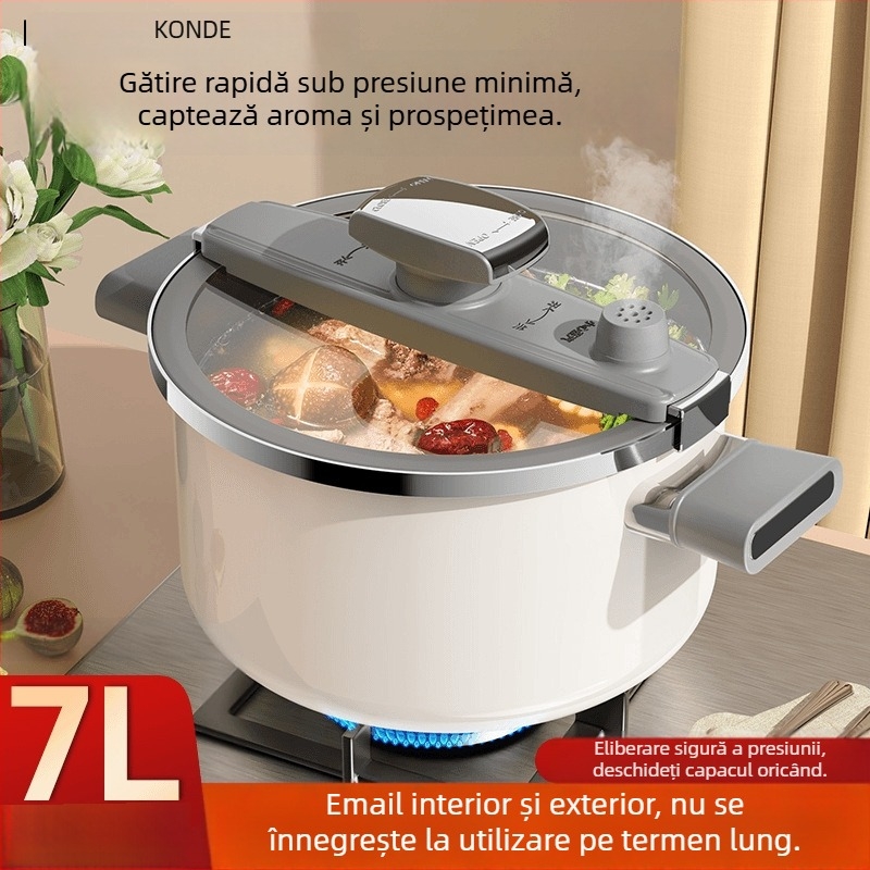 Vas de supă emailat, cu presiune mică, capacitate mare, pentru uz casnic, compatibil cu gaz și plită cu inducție