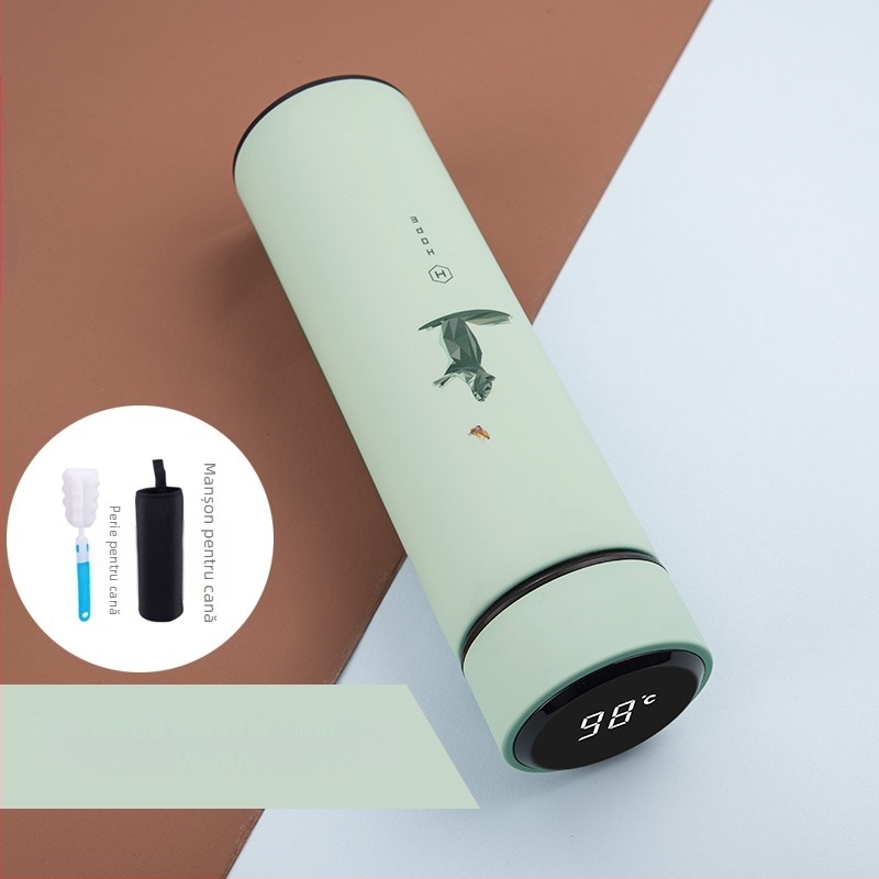 Cană izolată cu design modern, creativ și personalizat, din oțel inoxidabil 304, cană pentru infuzarea ceaiului, pentru bărbați și femei, cu afișaj inteligent al temperaturii