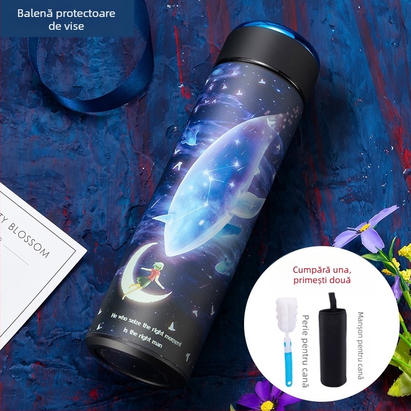 Cană izolată cu design modern, creativ și personalizat, din oțel inoxidabil 304, cană pentru infuzarea ceaiului, pentru bărbați și femei, cu afișaj inteligent al temperaturii