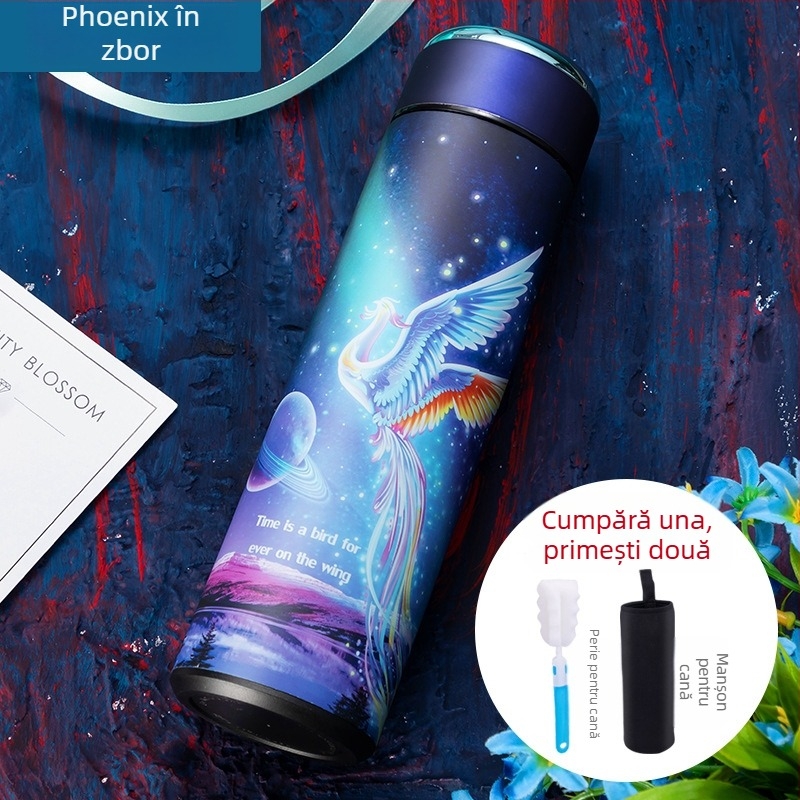 Cană izolată cu design modern, creativ și personalizat, din oțel inoxidabil 304, cană pentru infuzarea ceaiului, pentru bărbați și femei, cu afișaj inteligent al temperaturii