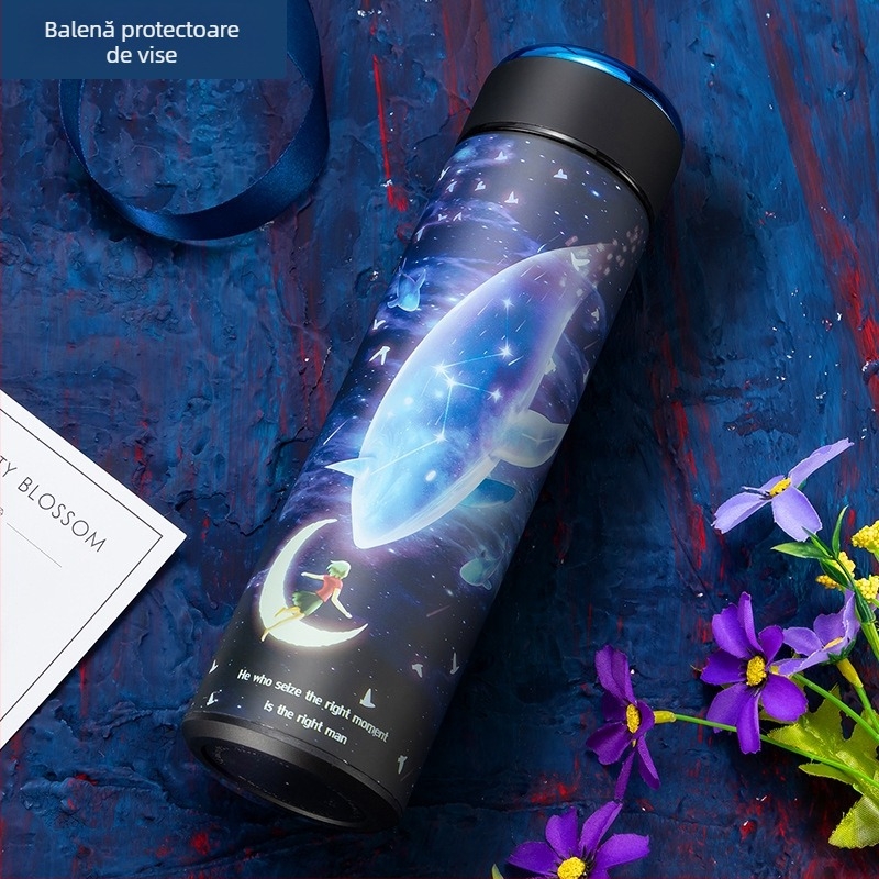 Cană izolată cu design modern, creativ și personalizat, din oțel inoxidabil 304, cană pentru infuzarea ceaiului, pentru bărbați și femei, cu afișaj inteligent al temperaturii