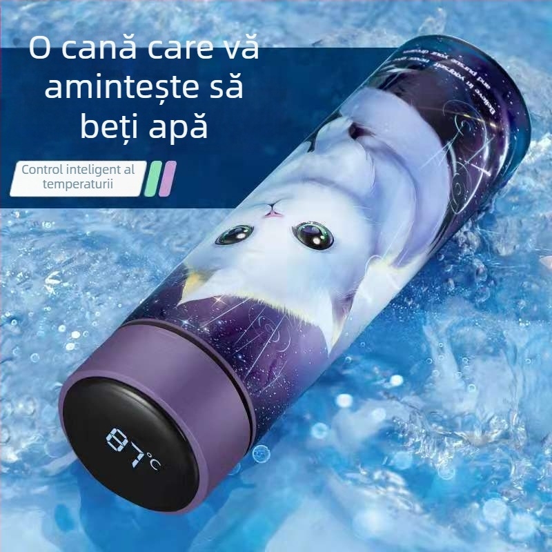 Cană izolată cu design modern, creativ și personalizat, din oțel inoxidabil 304, cană pentru infuzarea ceaiului, pentru bărbați și femei, cu afișaj inteligent al temperaturii