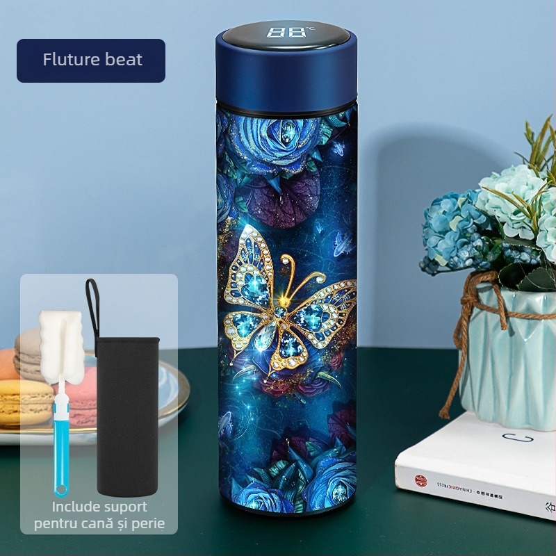 Cană izolată cu design modern, creativ și personalizat, din oțel inoxidabil 304, cană pentru infuzarea ceaiului, pentru bărbați și femei, cu afișaj inteligent al temperaturii