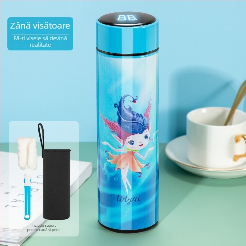 Cană izolată cu design modern, creativ și personalizat, din oțel inoxidabil 304, cană pentru infuzarea ceaiului, pentru bărbați și femei, cu afișaj inteligent al temperaturii