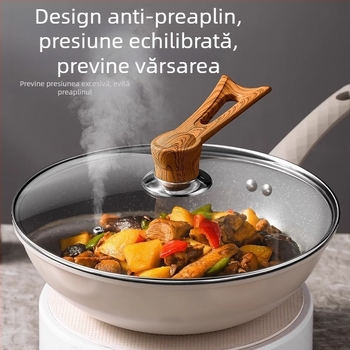 Capac din sticlă temperată, transparent, pentru oală de lapte, tigaie, vas de aburi și oală de gătit; rezistent la temperaturi înalte și la impact.