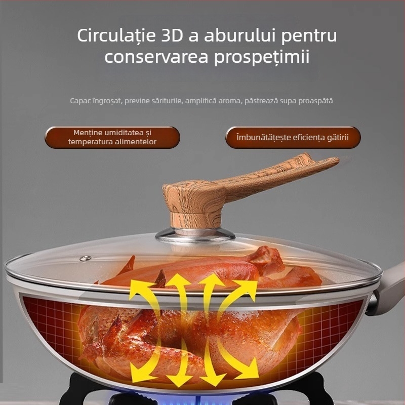 Capac din sticlă temperată, transparent, pentru oală de lapte, tigaie, vas de aburi și oală de gătit; rezistent la temperaturi înalte și la impact.