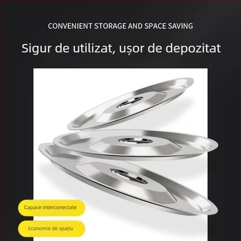 Capac circular din oțel inoxidabil pentru oale, recipiente de ulei și recipiente cu condimente, universal, capac gros de protecție împotriva prafului