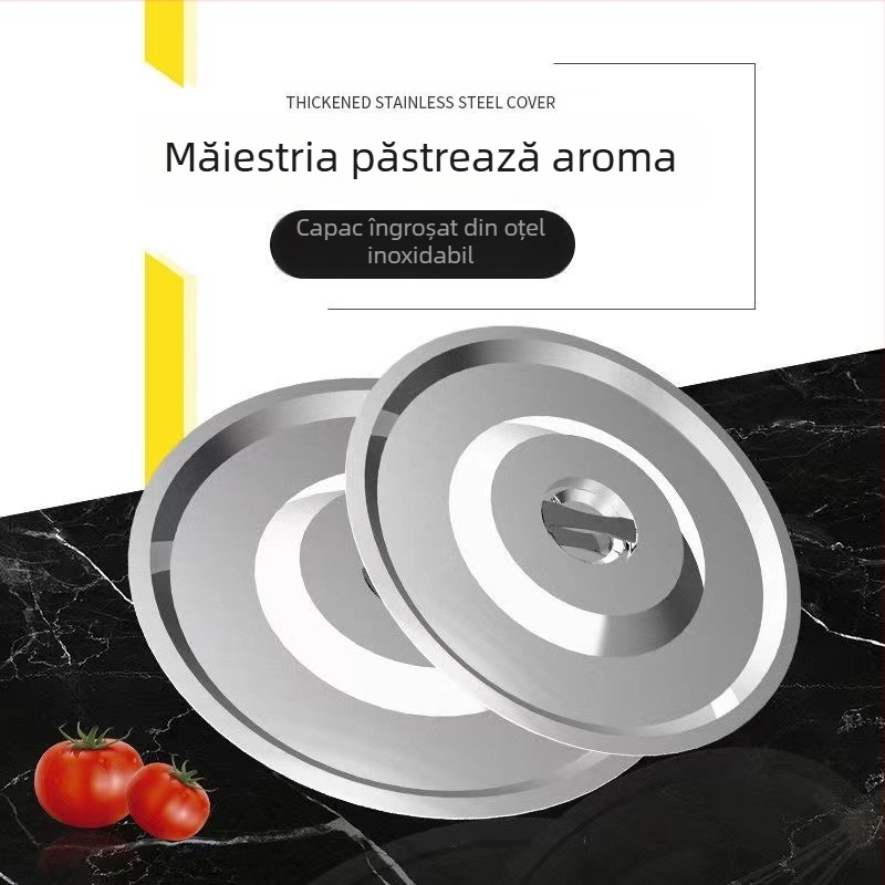 Capac circular din oțel inoxidabil pentru oale, recipiente de ulei și recipiente cu condimente, universal, capac gros de protecție împotriva prafului