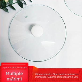 Capac de oală din sticlă, transparent, rotund, fără margine, universal pentru oale de supă