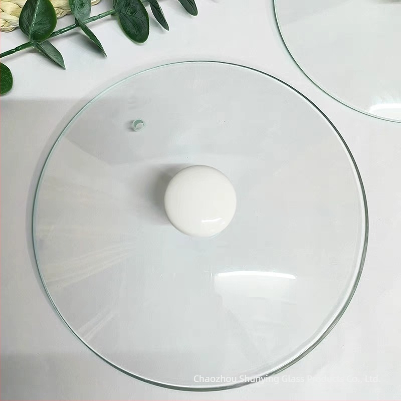 Capac de oală din sticlă, transparent, rotund, fără margine, universal pentru oale de supă