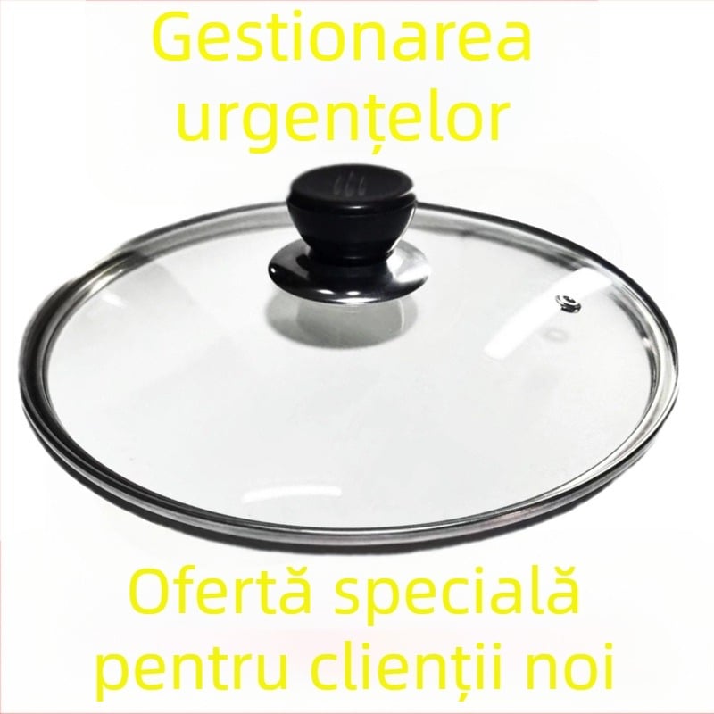 Capac de oală din sticlă securizată, transparent, îngroșat, rezistent la temperaturi înalte, potrivit pentru tigăi, wok și fierbere la aburi