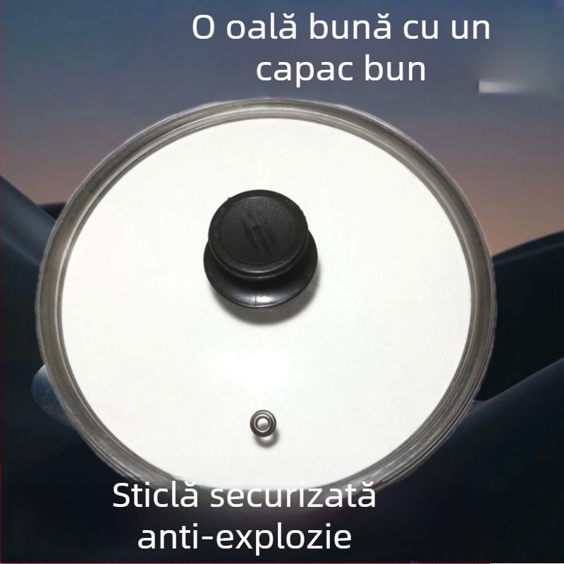 Capac de oală din sticlă securizată, transparent, îngroșat, rezistent la temperaturi înalte, potrivit pentru tigăi, wok și fierbere la aburi