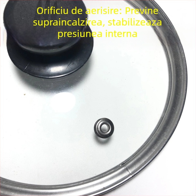 Capac de oală din sticlă securizată, transparent, îngroșat, rezistent la temperaturi înalte, potrivit pentru tigăi, wok și fierbere la aburi