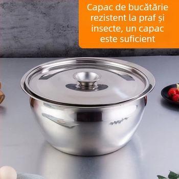Capac de oală din oțel inoxidabil, circular, îngroșat, multifuncțional pentru gătit, condimente și protecție împotriva prafului