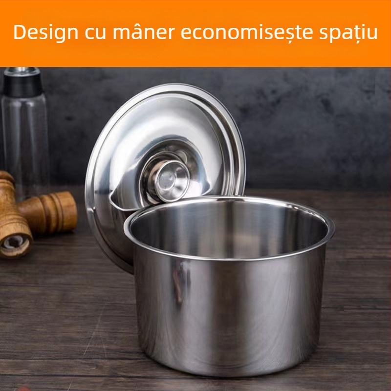 Capac de oală din oțel inoxidabil, circular, îngroșat, multifuncțional pentru gătit, condimente și protecție împotriva prafului