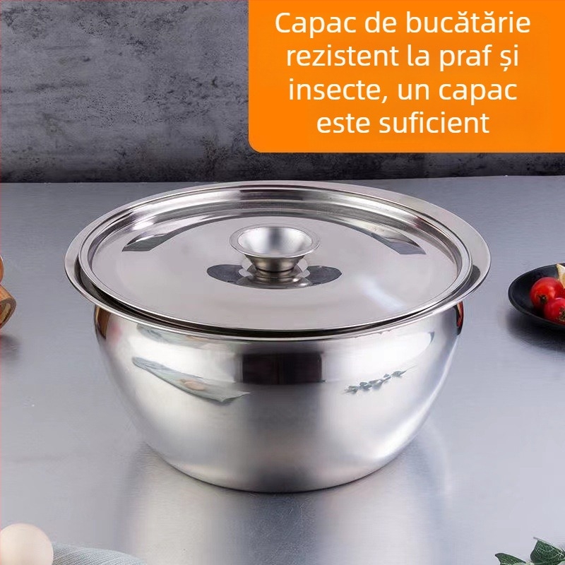 Capac de oală din oțel inoxidabil, circular, îngroșat, multifuncțional pentru gătit, condimente și protecție împotriva prafului