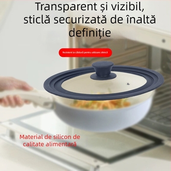 Capac de oală din sticlă cu silicon, etanșare trei în unu, sticlă cu presiune redusă, etanșare alimentară anti-vărsare