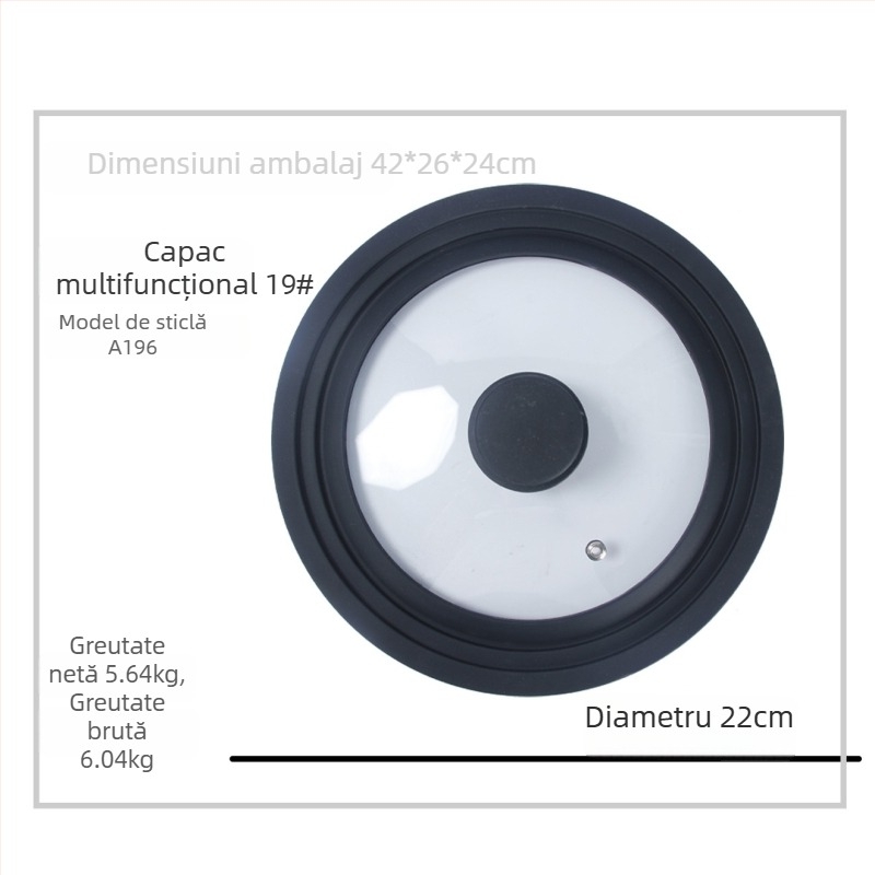 Capac de oală din sticlă cu silicon, etanșare trei în unu, sticlă cu presiune redusă, etanșare alimentară anti-vărsare