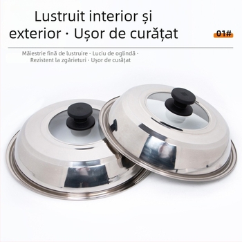 Capac de oală din oțel inoxidabil, rotund, sticlă securizată temperată, potrivire universală, rezistent la temperaturi înalte