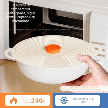 Capac din silicon alimentar pentru oale și boluri, rezistent la căldură, etanșare automată, protecție împotriva prafului, formă circulară