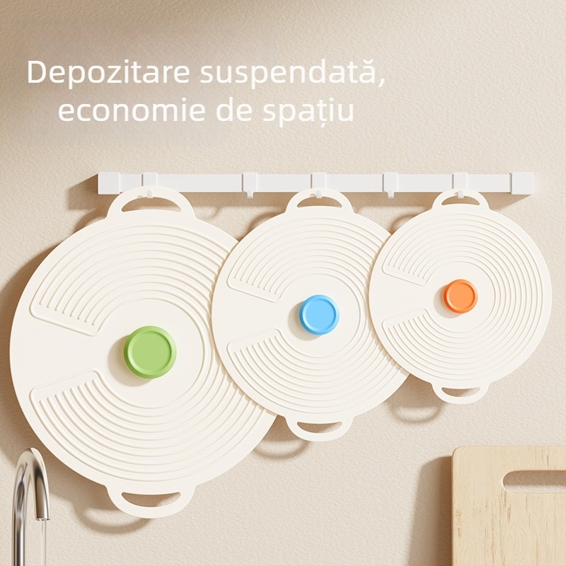 Capac din silicon alimentar pentru oale și boluri, rezistent la căldură, etanșare automată, protecție împotriva prafului, formă circulară