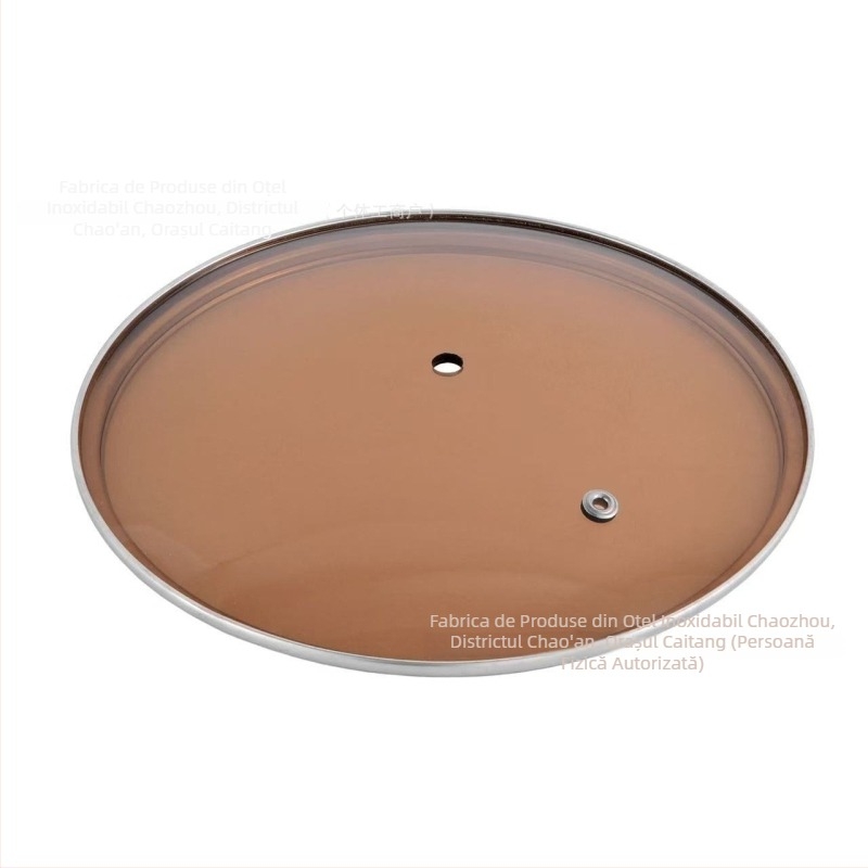 Capac de oală din sticlă temperată, rotund, pentru wok