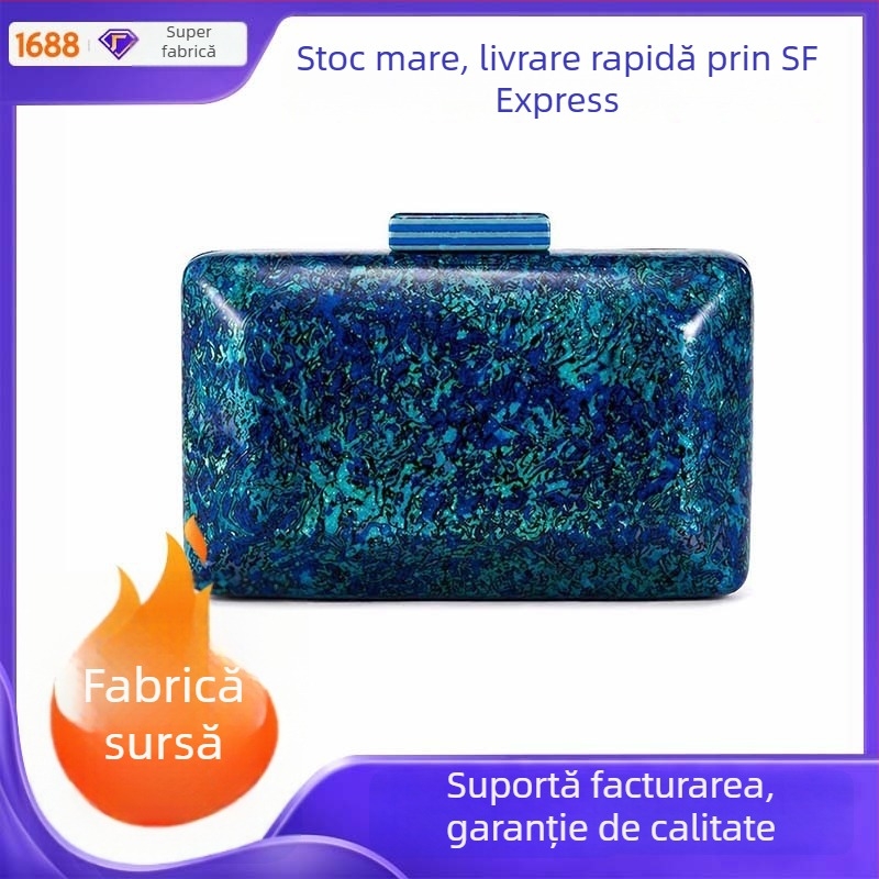 Geantă de seară de vară cu design scoică, acril, geantă de umăr cu lanț, stil retro european-american, pentru femei