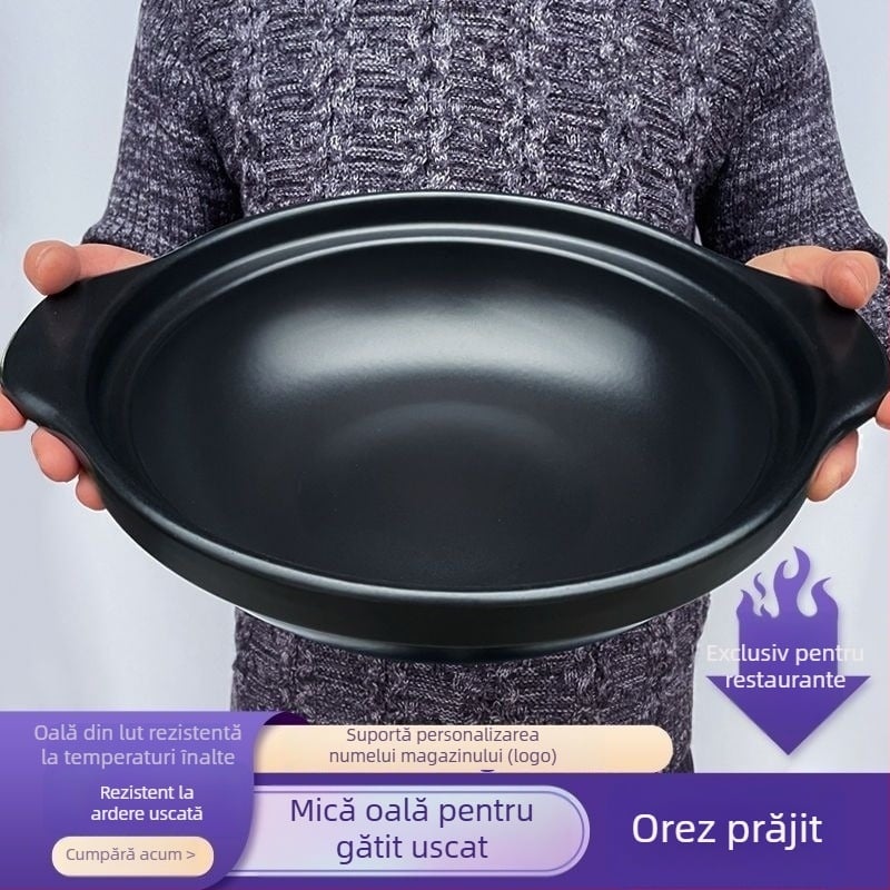 Oală de lut pentru uz casnic, compatibilă cu aragaz cu flacără deschisă, oală ceramică pentru supe, mică, 2.1–3 L