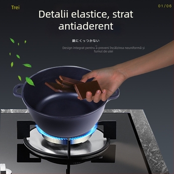Set din aluminiu, stil japonez, pentru uz casnic — oală adâncă pentru supă cu două mânere, antiaderent, capac din sticlă