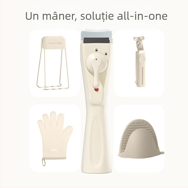 Mâner pentru tigaie antiaderentă, accesoriu wok – mâner universal anti-arzire, rezistent la temperaturi înalte, portabil pentru exterior
