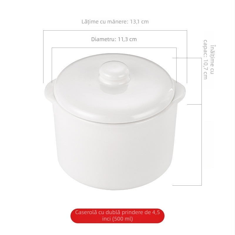 Oală ceramică pentru 1 porție, cu două mânerE, pentru gătit la aburi și supă din cuiburi de păsări, oală electrică cu capac și vas interior