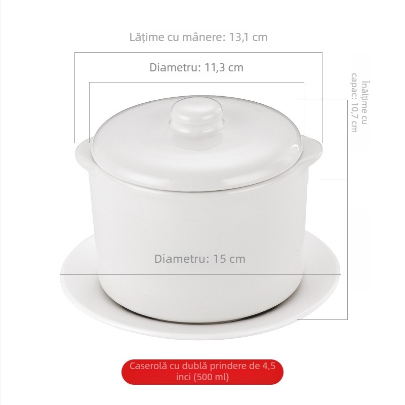 Oală ceramică pentru 1 porție, cu două mânerE, pentru gătit la aburi și supă din cuiburi de păsări, oală electrică cu capac și vas interior