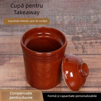 Vas ceramic pentru tocană cu ceașcă de supă și borcan ceramic, pentru tocană cu porumbei și pui negru, cutie de abur