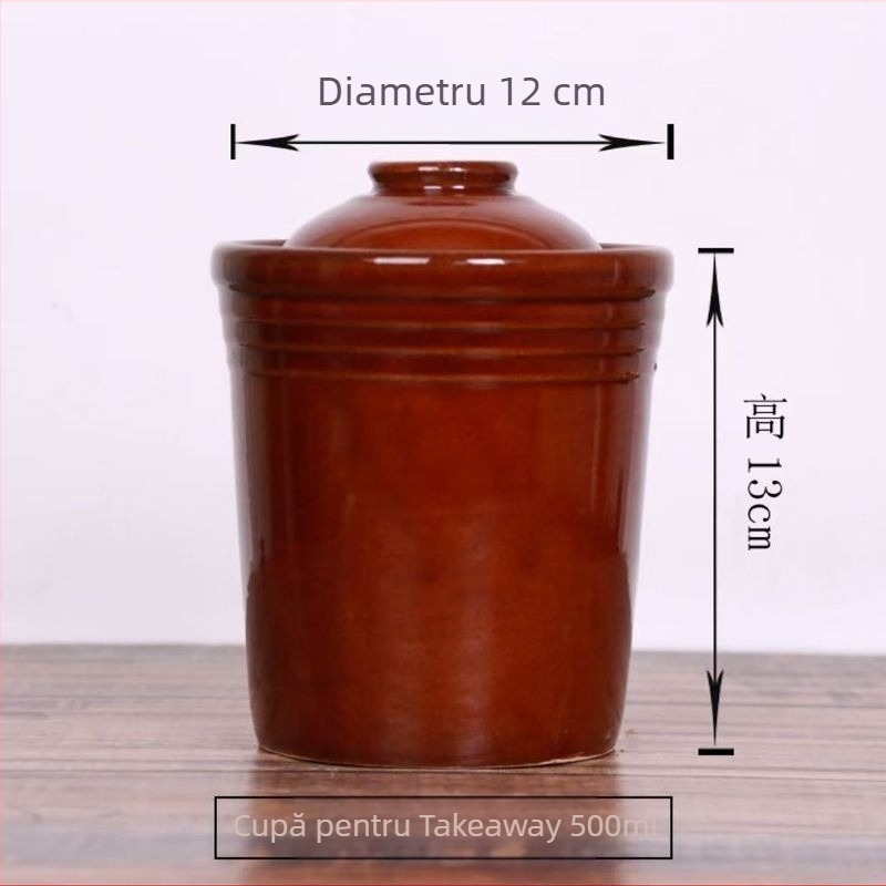 Vas ceramic pentru tocană cu ceașcă de supă și borcan ceramic, pentru tocană cu porumbei și pui negru, cutie de abur