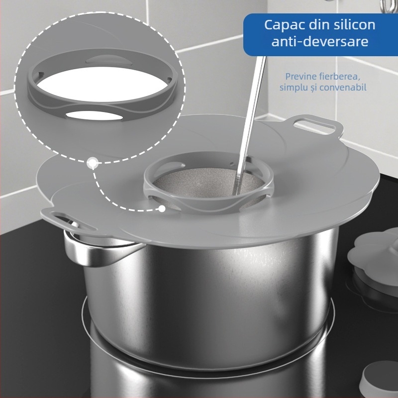 Capac de oală din silicon anti-stropire pentru gătit terci, capac gros pentru oală, capac de conservare a alimentelor