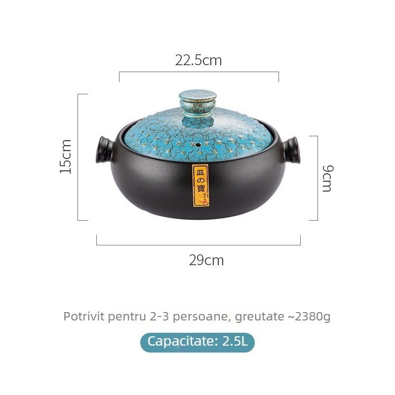 Vas ceramic în formă de tambur, cu capacitate mare, rezistent la temperaturi înalte și fără crăpături, potrivit pentru orez gătit în vas ceramic, terci și supe pe aragaz