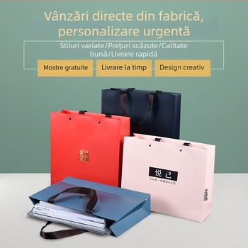 Geantă de hârtie albă personalizată pentru ambalaj publicitar, pentru magazine de haine, cosmetice și cadouri