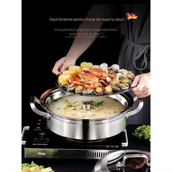 Oală de aburi multifuncțională pentru fructe de mare, cu mai multe niveluri, compatibilă cu plita cu inducție, pentru uz casnic sau comercial