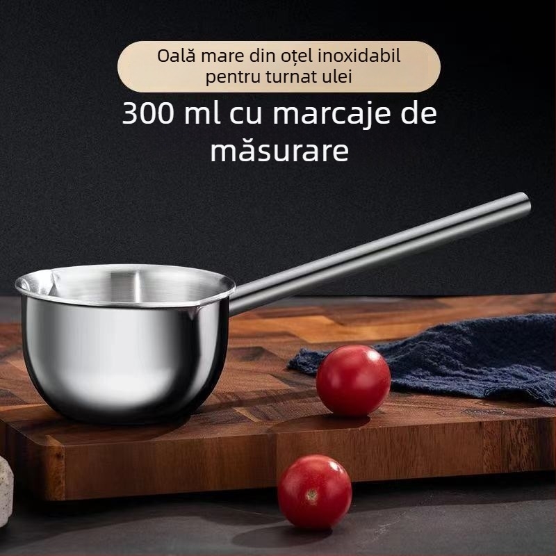 Lingură din oțel inoxidabil 316 cu mâner lung pentru turnarea uleiului fierbinte, recipient mic pentru ulei, lingură de supă