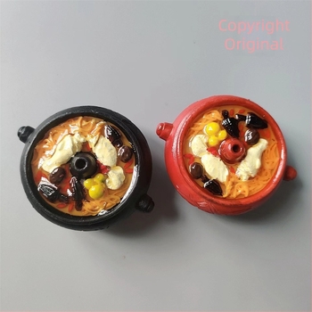 Magnet decorativ realist, temă alimentară: seria culinară Yunnan — oală cu aburi pentru sănătate, magnet pentru frigider