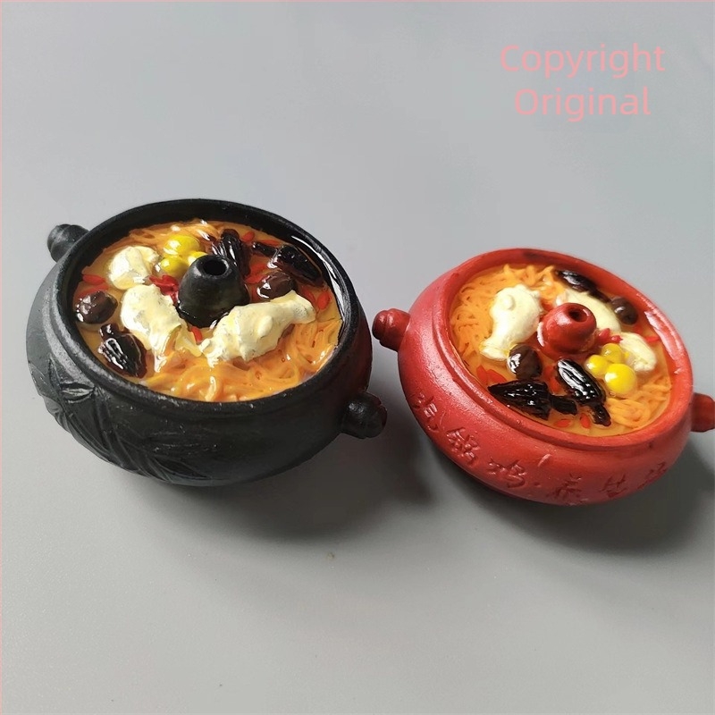 Magnet decorativ realist, temă alimentară: seria culinară Yunnan — oală cu aburi pentru sănătate, magnet pentru frigider