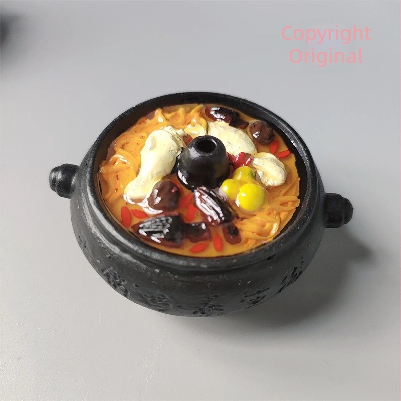 Magnet decorativ realist, temă alimentară: seria culinară Yunnan — oală cu aburi pentru sănătate, magnet pentru frigider