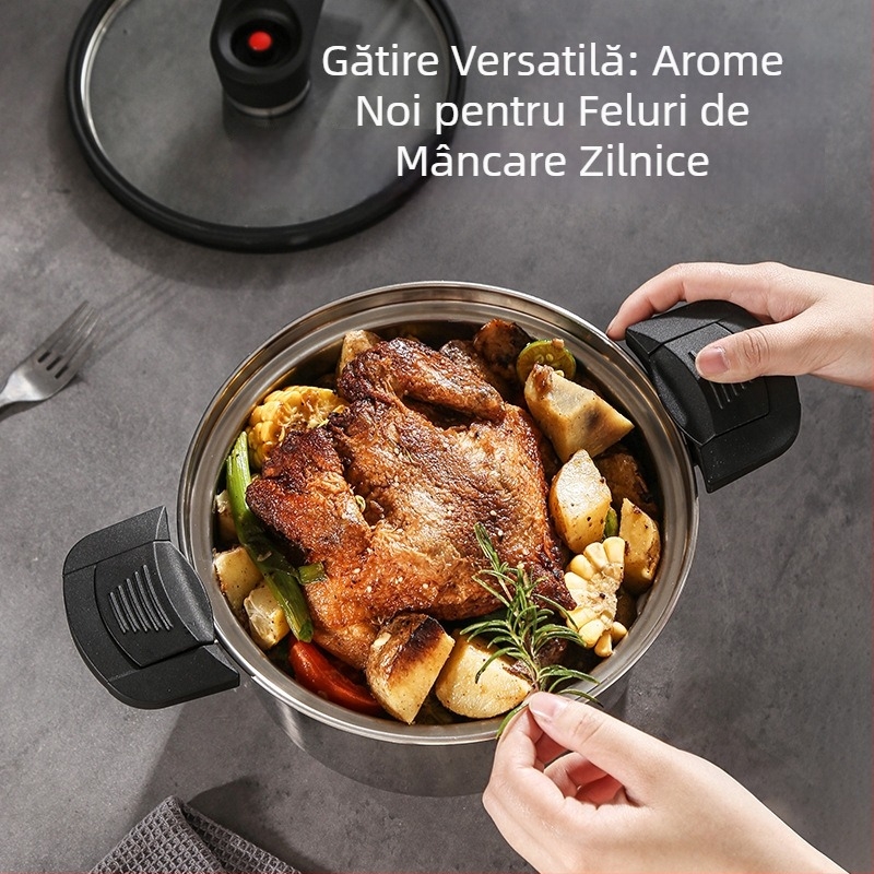 Oală sub presiune din oțel inoxidabil 304, pereți groși, cu capacitate mare, multifuncțională pentru ciorbe, compatibilă cu gaze și plite cu inducție