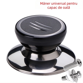 Mâner pentru capac de oală, mic, universal, din oțel inoxidabil, cap din Bakelit rezistent la temperaturi