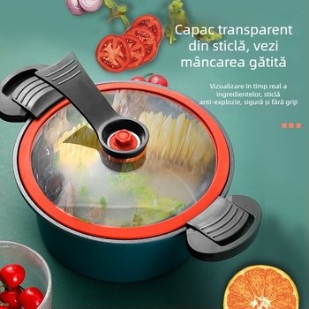 Tigaie sub presiune mini pentru uz casnic, rezistentă la explozie, multifuncțională, cu strat antiaderent, potrivită pentru plita cu gaz și inducție