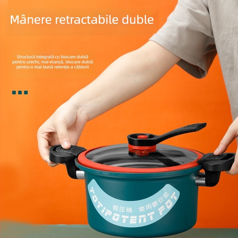 Tigaie sub presiune mini pentru uz casnic, rezistentă la explozie, multifuncțională, cu strat antiaderent, potrivită pentru plita cu gaz și inducție
